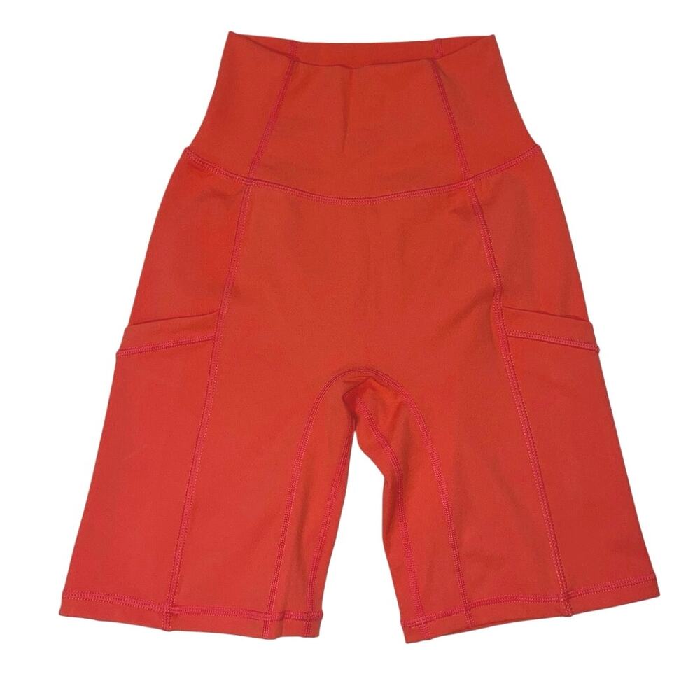 P’TULA NWT Orange High Rise Biker Shorts Side Pockets Women’s Activewear